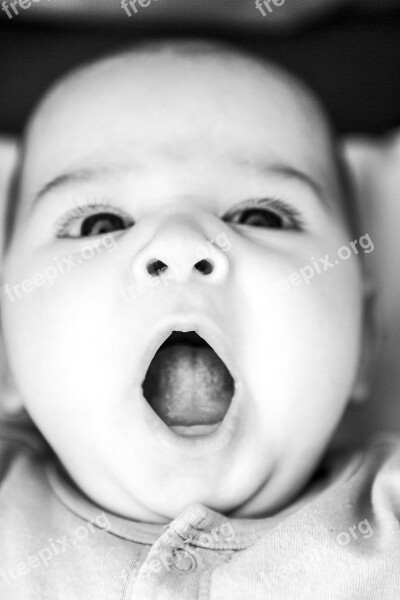 Boy Baby Yawn Tongue Portrait