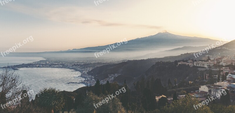 Sicily Etna Taormina Italy Landscape