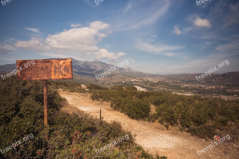 Sign Rust Mountain Landscape Stained