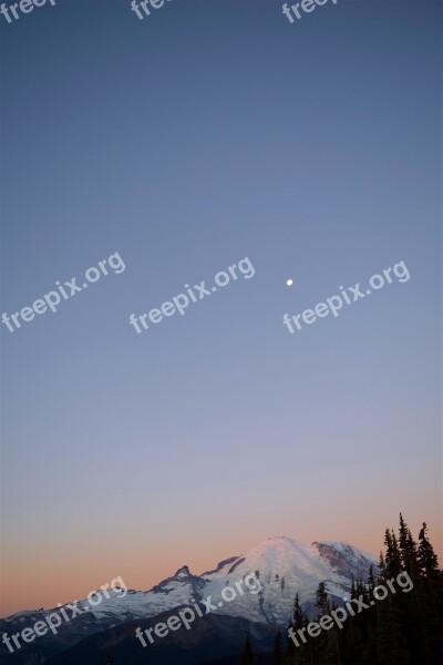 Mountain Sunrise Trees Nature Natural