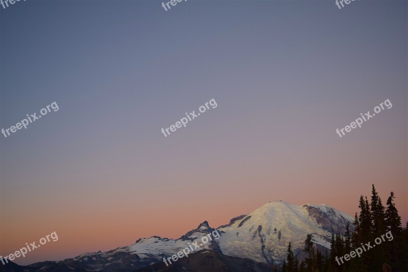 Mountain Sunrise Trees Nature Natural