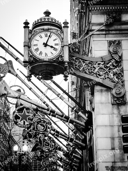 Chicago Clock Christmas Building Architecture