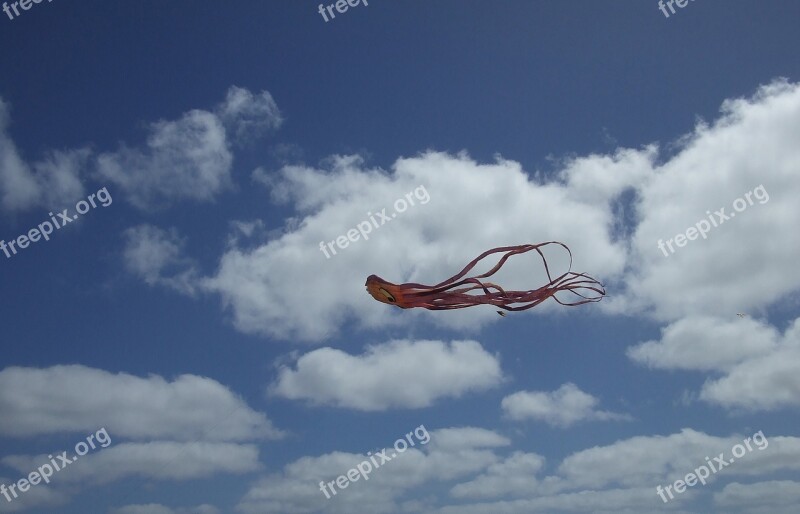 Kite Sky Clouds Fun Freedom