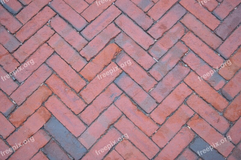 Brick Herringbone Pattern Brickwork Sidewalk