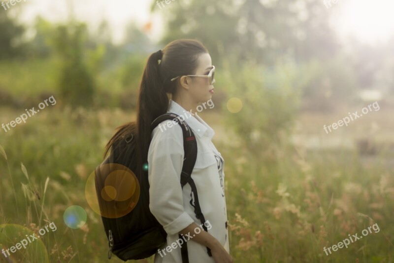 Beauty Style Beautiful Hair Grass Wipe Sunset