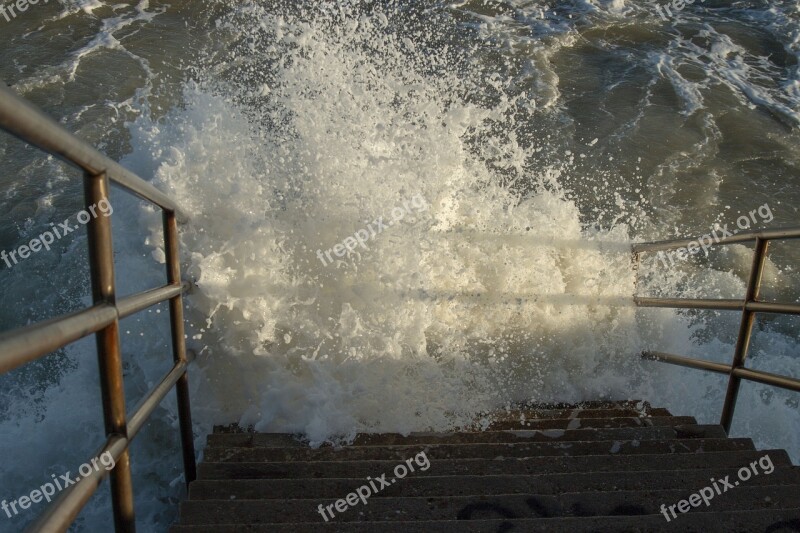 Ocean Beach Stairs Stair Waves