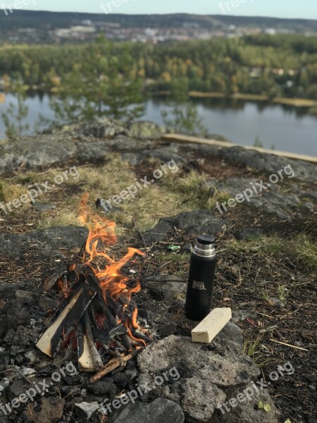 Coffee Break Fire Bonfire Forest Nature