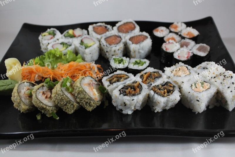 Sushi Combined Food Japanese Gastronomy