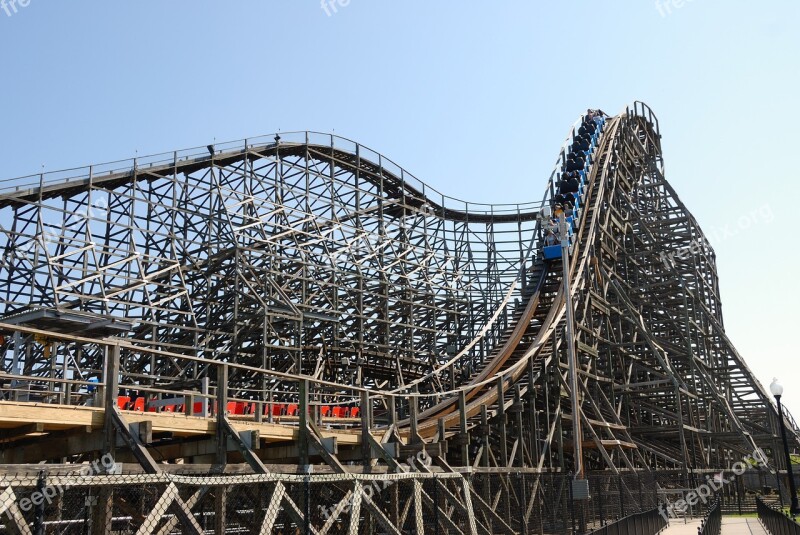 Wooden Roller Coaster Ride Vintage Amusement Coaster