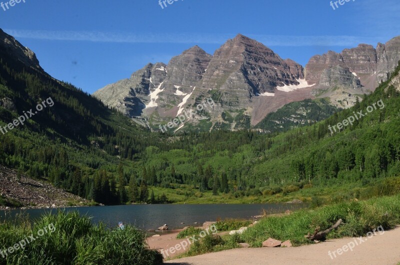 Maroon Bells Mountain Lake Aspen Landscape