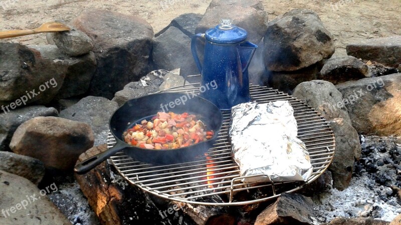 Camping Breakfast Coffee Fire Camp