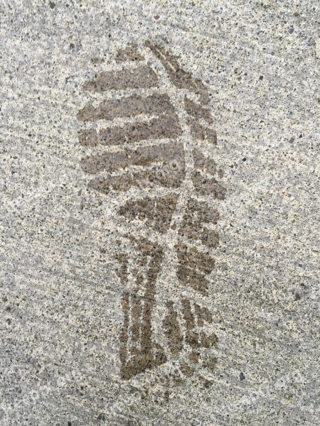 Foot Print Cement Grey Mark Water