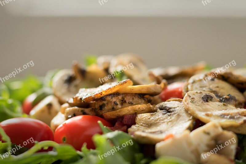 Salad Tomato Mushrooms Eat Meal