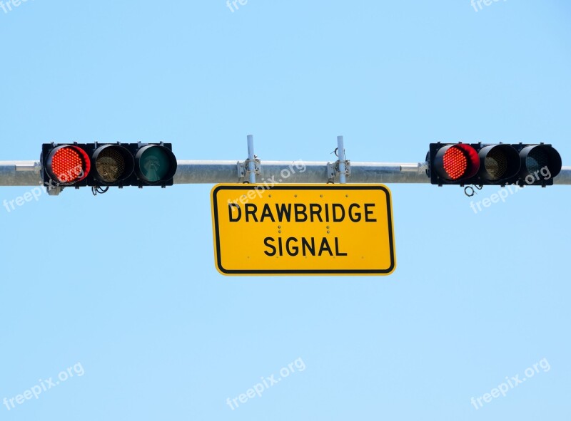 Draw Bridge Signal Red Light Warning Sign Red