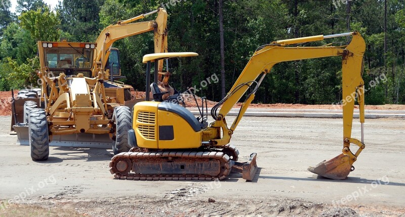 Construction Site Heavy Equipment Backhoe Bulldozer Construction