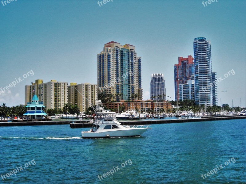 Miami Beach Marina Florida Maritime Skyline Architecture