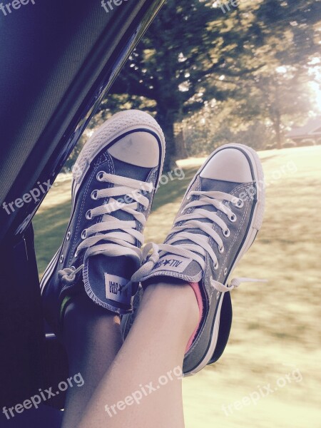 Converse Shoes Feet Window Car