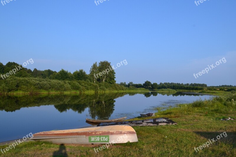 Small River Summer Reflection In The Water Quiet River Nature