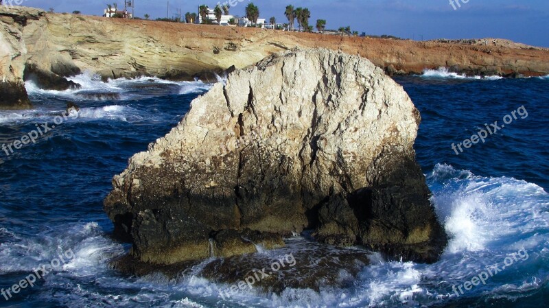 Rock Waves Smashing Sea Foam