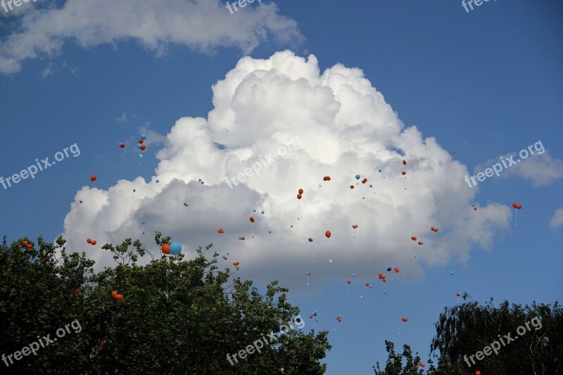 Air Balloon Competition Thick Cloud Colorful Balloons Sky Blue Sky