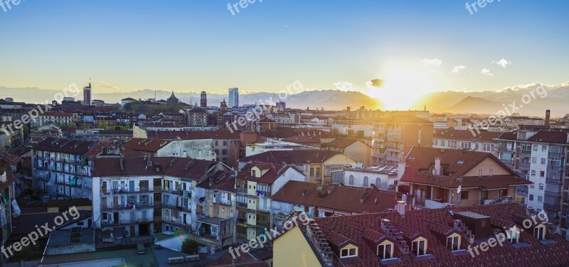 Turin View Sunset Abendstimmung Sky