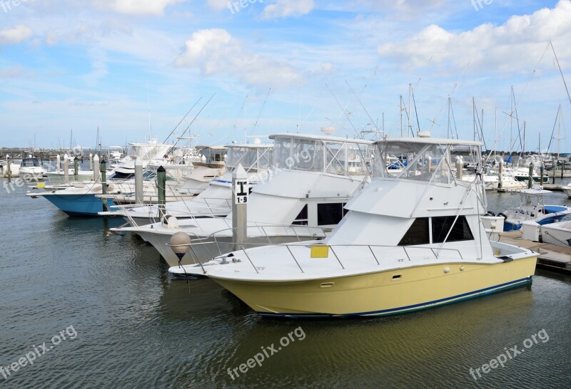 Marina Boats Docked Water Sea