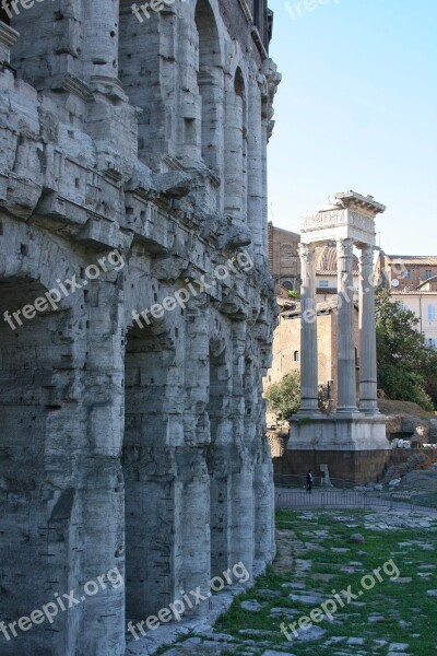 Italy Rome Theater Of Marcellus Ancient Architecture Antique