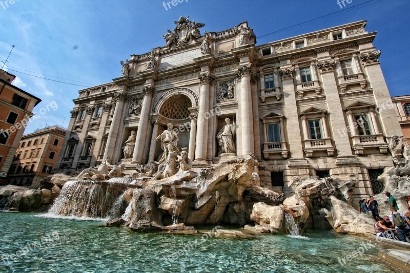 Italy Rome Trevi Fountain Sculpture Free Photos