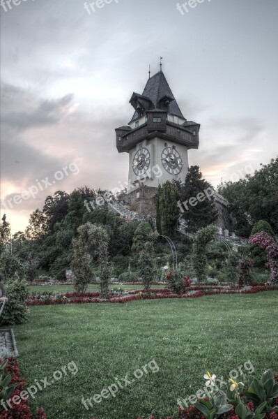 Graz Clock Tower Austria Styria Landmark