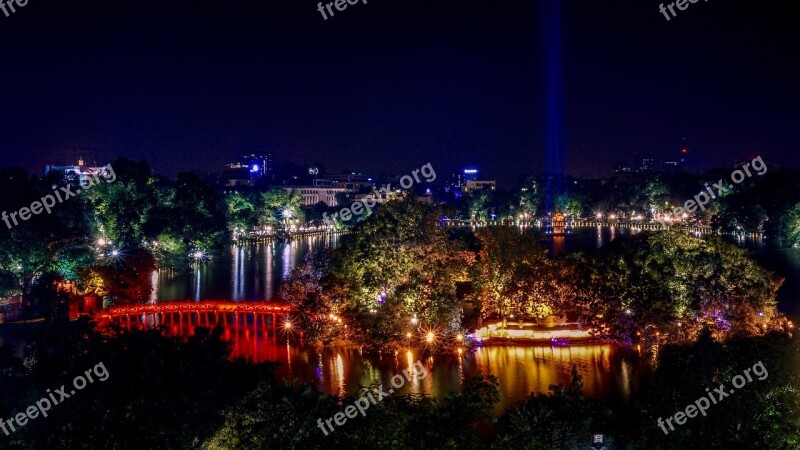 Lake Night Blue Hour City Blue