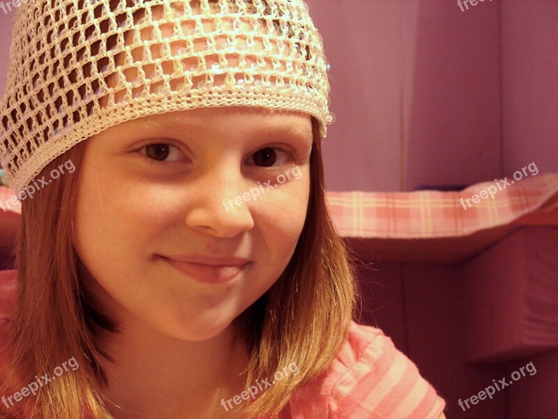 Girl Pink Redhead Freckles Hat