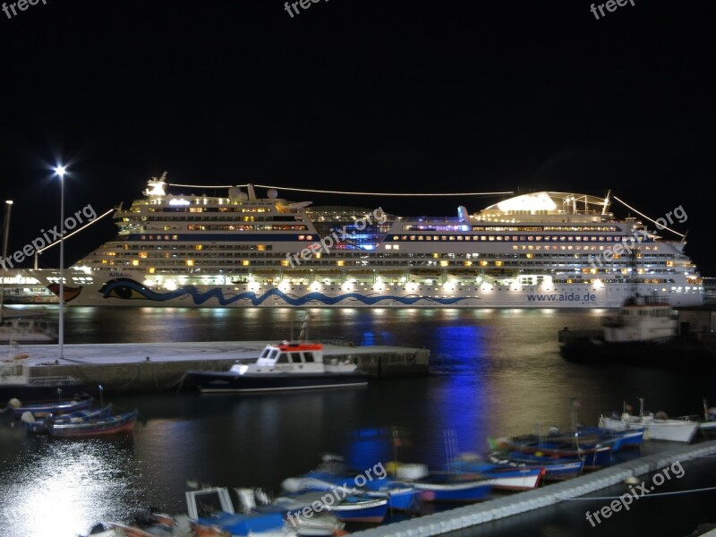 Aida Night Lighting Cruise Ship Free Photos