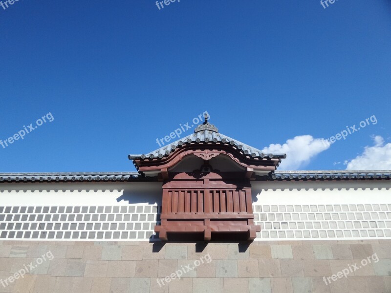 Japan Castle Wall Blue Sky