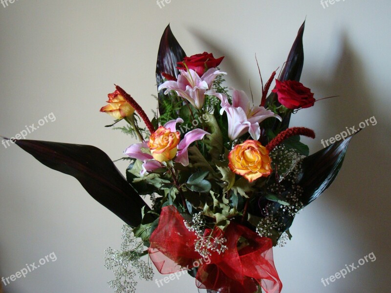 Flowers Ikebana Posy Roses Bouquet