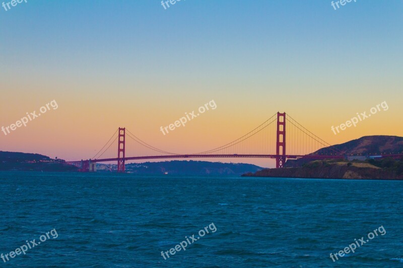 Golden Gate Bridge Red San Francisco Sunset