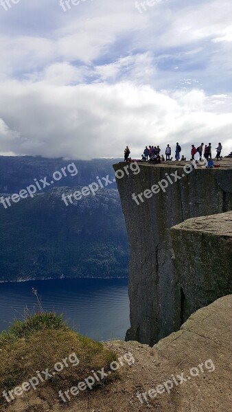 Norway Cliff Preikestolen Nature Mountain