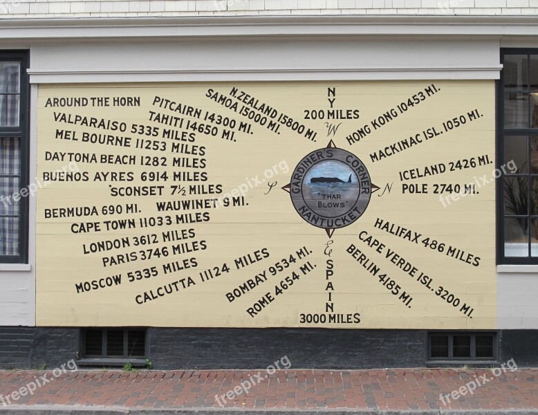 Distance Chart Whale Nantucket Island Cape