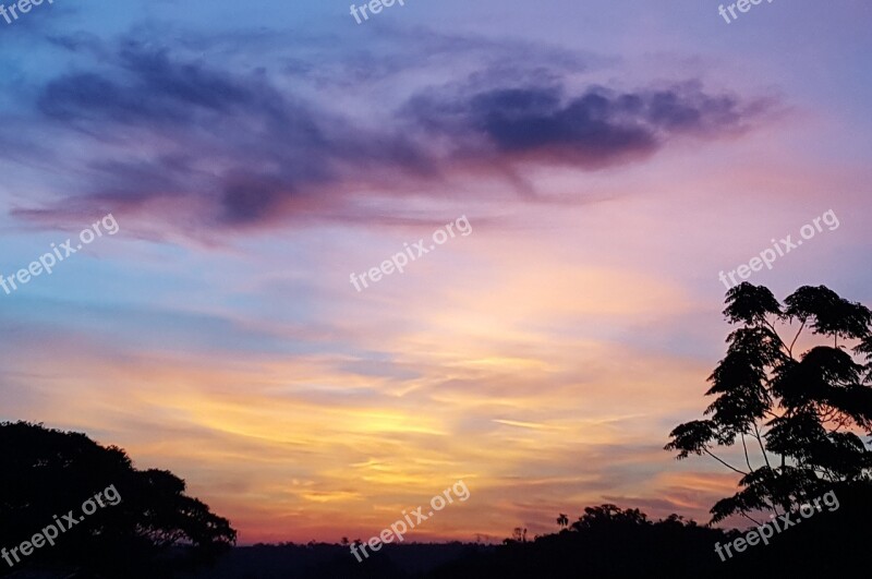 Sunset Nature Landscape Eventide Horizon