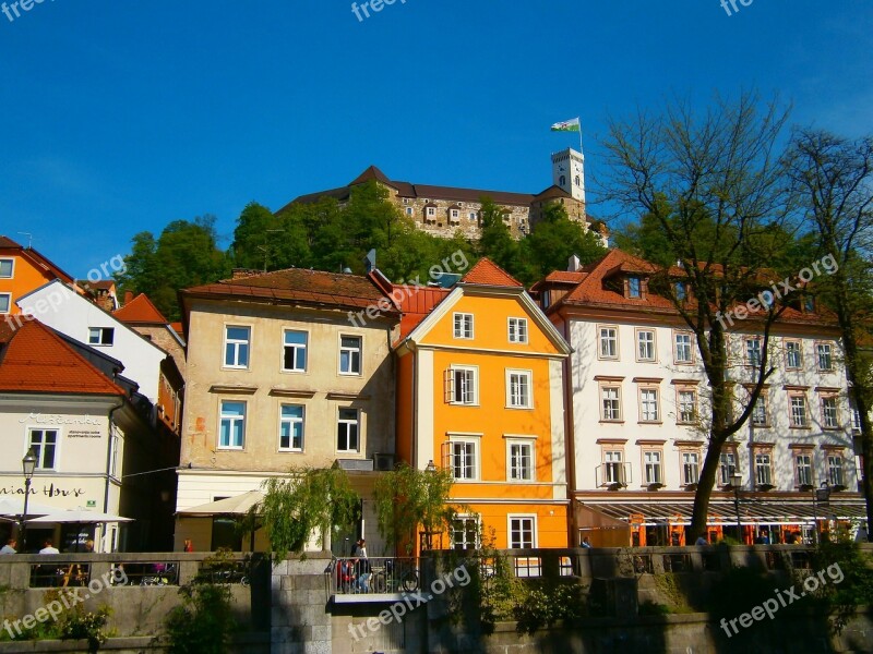 Ljubljana City Centre Slovenia Ljubljana Castle Colorful Houses