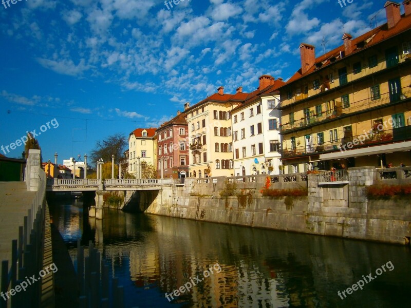 Ljubljana Slovenia Ljubljanica River City Cobblers' Bridge