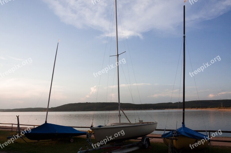 Sailing Boat Mast Setting Sun Sky Sailing