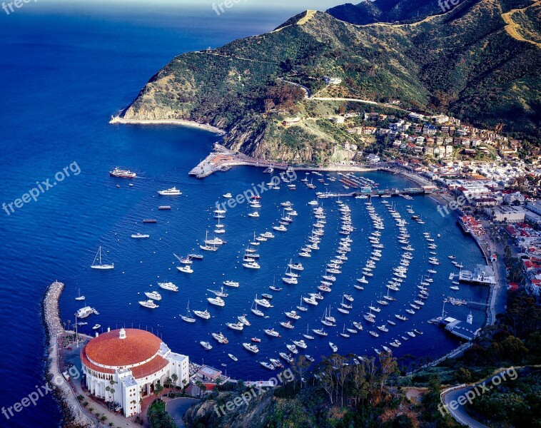 Catalina Island California Casino Aerial View Pacific