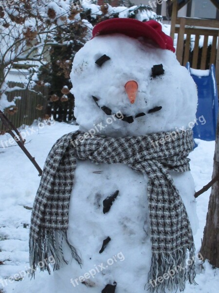 Snowman Snow Winter Scarf Cold