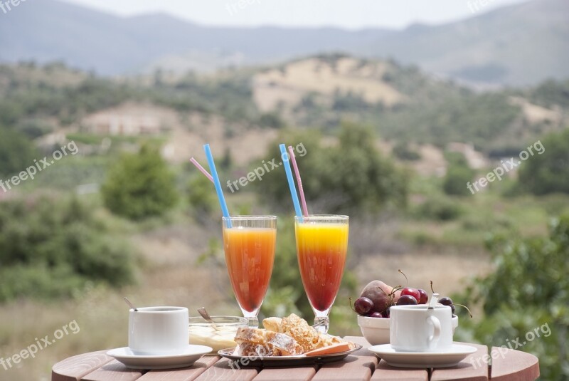 Breakfast Orange Juice Coffee Mountain View Table