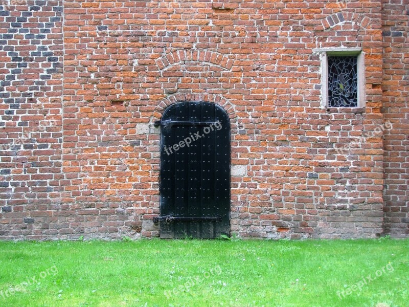 Monastery Wall Door Medieval Stained Glass Roman Bricks Brickwork