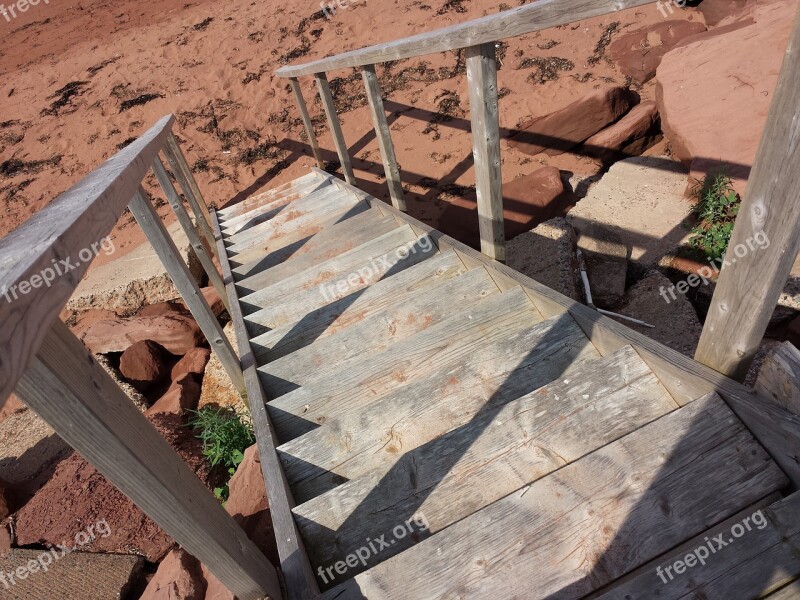 Stairs Beach Ocean Coast Sea