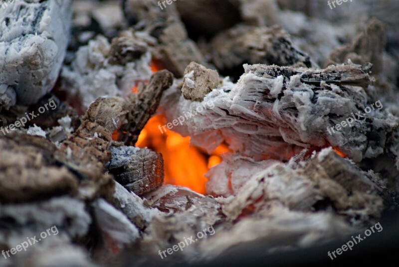 Fire Wood Charcoal Burning Ash Hot