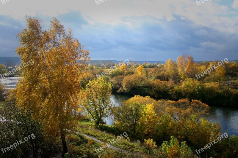 Autumn Ural Russia Sky Trees