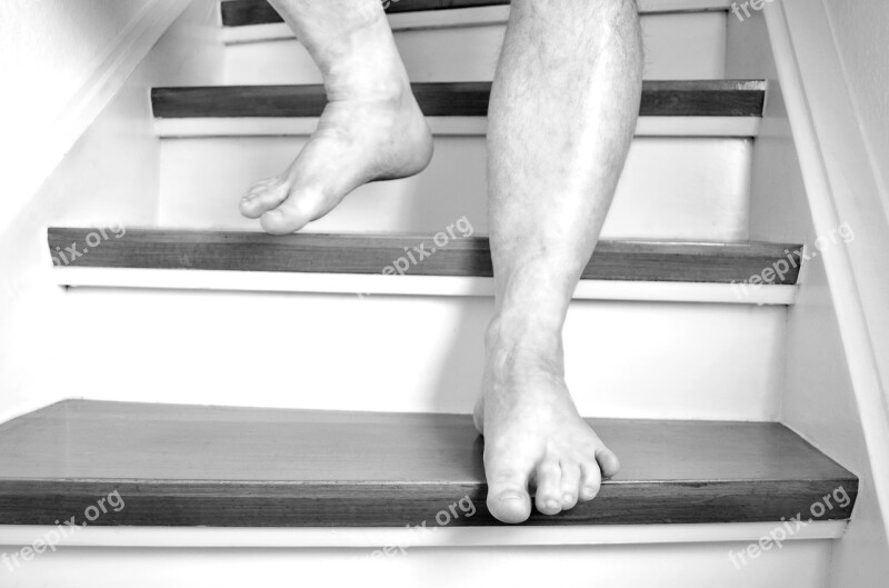 Feet Barefoot Stairs Foot Ten