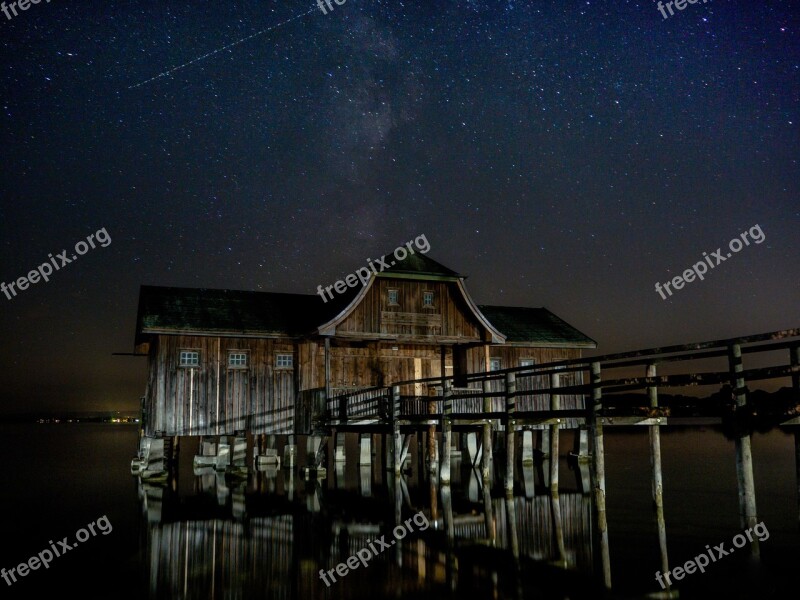 Hut Lake Sky Star Landscape